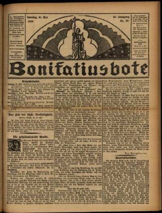 Erste Ausgabe vom Sonntag, den 30. Mai 1926.