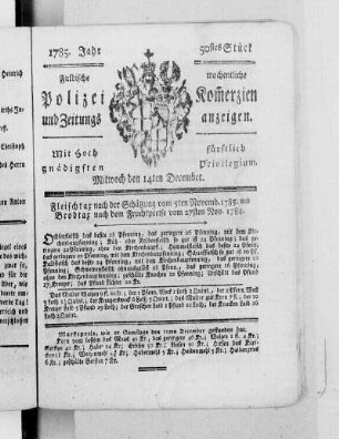 50tes Stück., Ausgabe vom 14. Dezember 1785