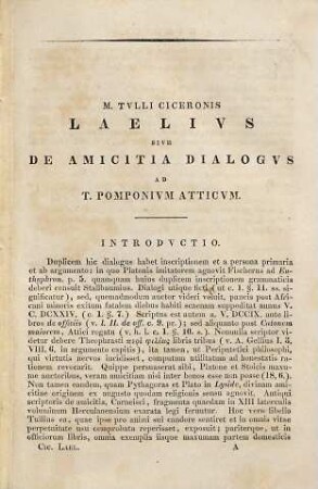 M. Tulli Ciceronis Laelius seu de amicitia dialogus