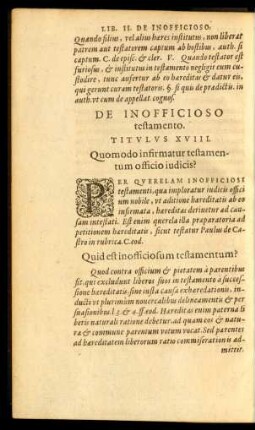 De Inofficioso testamento. Titulus XVIII.