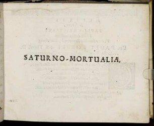 Saturno Mortualia
