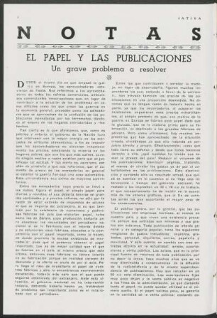 Notas - El papel y las publicaciones : Un grave problema a resolver