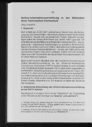 Online-Informationsvermittlung in der Bibliothek einer Technischen Hochschule