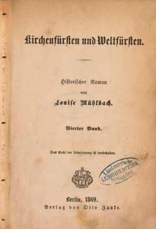 Von Solferino bis Königgrätz : historischer Roman, 1,4. Kirchenfürsten und Weltfürsten