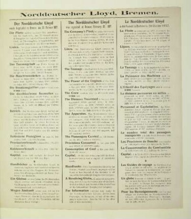 [Flyer Norddeutscher Lloyd, Bremen]