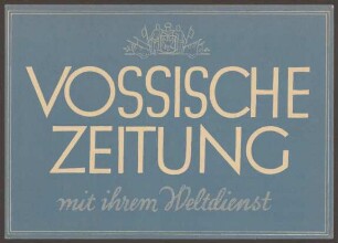 Bestellkarte Vossische Zeitung, Kochstraße 22-26