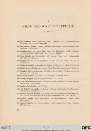 B. Bild- und Knüpfteppiche (Nr. 100-134)