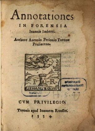 Annotationes in Forensia Joannis Imberti