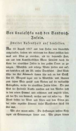 Von Unalaſchka nach den Sandwich-Inseln. Zweiter Aufenthalt auf denselben