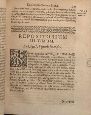 Repositorium Ultimum. De Objecto Visionis Beatifica.