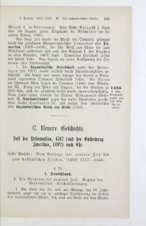 Erste Periode: Vom Anfange der neueren Zeit bis zum westfälischen Frieden, (1492) 1517-1648