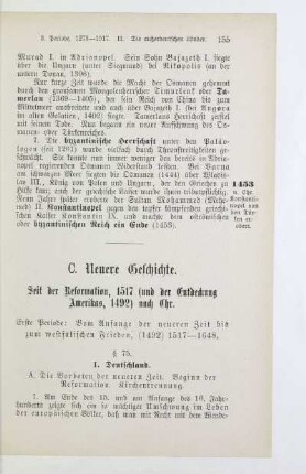 Erste Periode: Vom Anfange der neueren Zeit bis zum westfälischen Frieden, (1492) 1517-1648