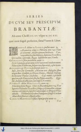 Series Ducum Seu Principum Brabantiae Ab anno Christi DC. XV usque M. DC. XXI.