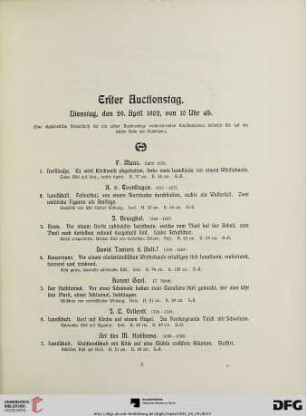 Erster Auctionstag. Dienstag, den 29. April 1902 (Nr. 1-159)