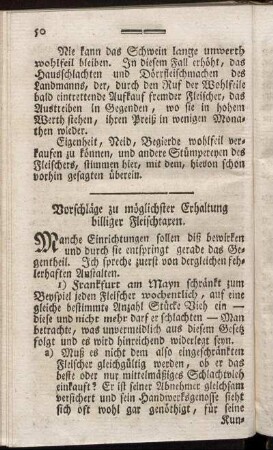 Vorschläge zu möglichster Erhaltung billiger Fleischtaxen.