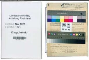 Entnazifizierung Heinrich Krings , geb. 21.04.1911 (Graveur)