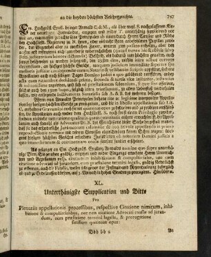 747-763, XL. Unterthänigste Supplication und Bitte.