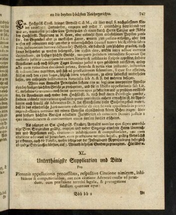 747-763, XL. Unterthänigste Supplication und Bitte.