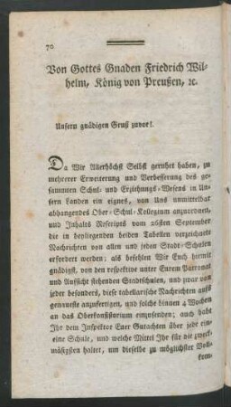 Von Gottes Gnade Friedrich Wilhelm, König von Preußen, [et]c.