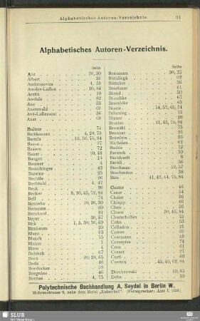 Alphabetisches Autoren-Verzeichnis