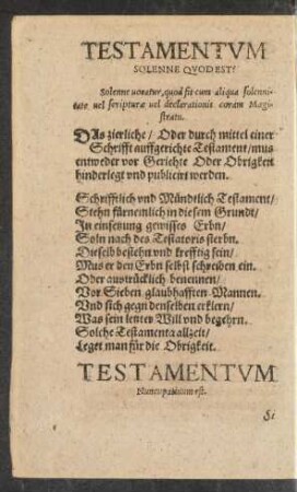Testamentum Solenne Quod Est?