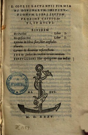 L. Coelii Lactantii Firmiani divinarum institutionum libri septem
