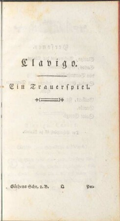 Clavigo. Ein Trauerspiel