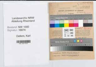 Entnazifizierung Karl Oellers, geb. 28.05.1902 (Lehrer)