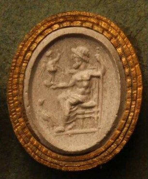 Sitzender Jupiter mit Nike-Statuette und Zepter (Daktyliothek, Erstes Mythologisches Tausend)