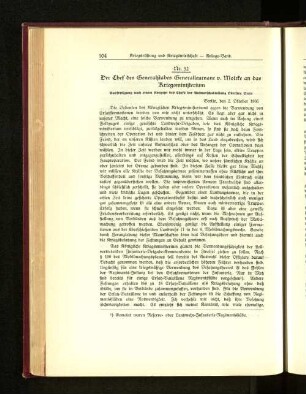 Nr. 32. Der Chef des Generalstabes Generalleutnant v. Moltke an das Kriegsministerium