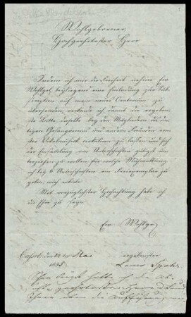 Brief von Louis Spohr an Unbekannt