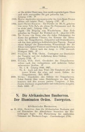 N. Die Afrikanischen Bauherren. Der Illuminaten Orden. Euergeten