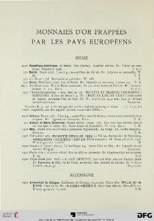 Monnaies d’or frappées par les pays européens (Nr. 310-430)