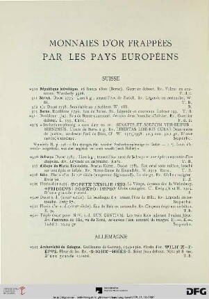 Monnaies d’or frappées par les pays européens (Nr. 310-430)