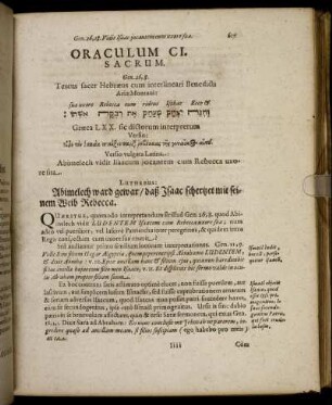 Oraculum CI. Sacrum. - Oraculum CX. Sacrum.