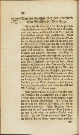 Von den Grotten oder den unterirdischen Gewölben der Peterskirche.