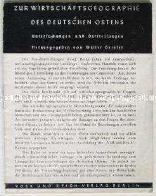 Tarnschrift aus dem Exil zur illegalen Verbreitung im nationalsozialistischen Deutschland im Einband einer wirtschaftsgeografischen Abhandlung