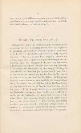 V. De nieuwe orde van zaken