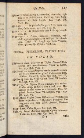 Opera, Philologi, Critici etc.