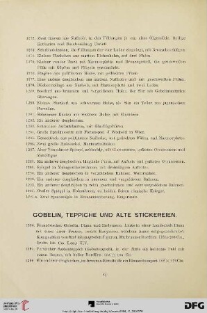 Gobelin, Teppiche und Alte Stickereien (Nr. 1294-1324)