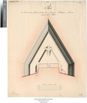 Fort Kastel, Lünette Nr. 11 [der Festung Mainz]: neu zu bauendes Blockhaus, Pulvermagazin und Abtritt