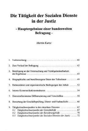39-108, Die Tätigkeit der Sozialen Dienste in der Justiz - Hauptergebnisse einer bundesweiten Befragung