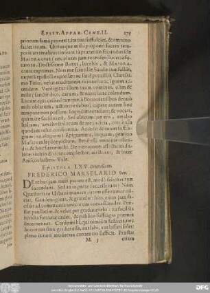 Epistola LXV. Bruxellam. Frederico Marselario Suo.