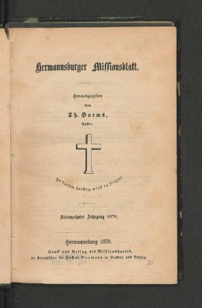 17.1870: Hermannsburger Missionsblatt