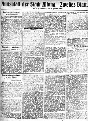 Nummer 2. Zweites Blatt. : Sonnabend, den 9. Januar 1926