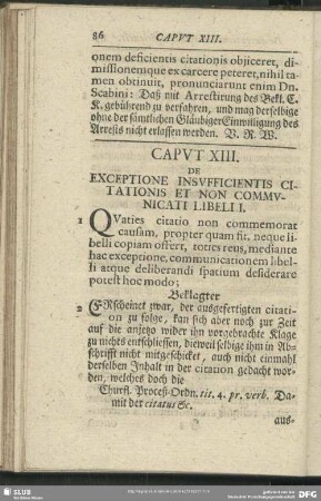 Caput XIII. De Exceptione Insufficientis Citationis Et Non Communicati Libelli