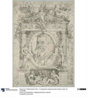 Porträt Kaiser Karls V. in allegorisch-antikisierender Ädikula