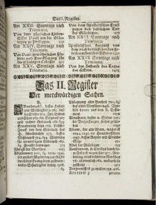 Das II. Register. Der merckwürdigen Sachen.