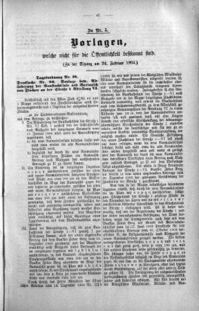 Vorlagen welche nicht für die Oeffentlichkeit bestimmt sind., 24. Februar 1904