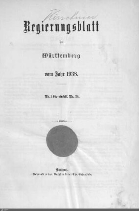 6.1938: Landesregierung, Amtsblatt 1938
